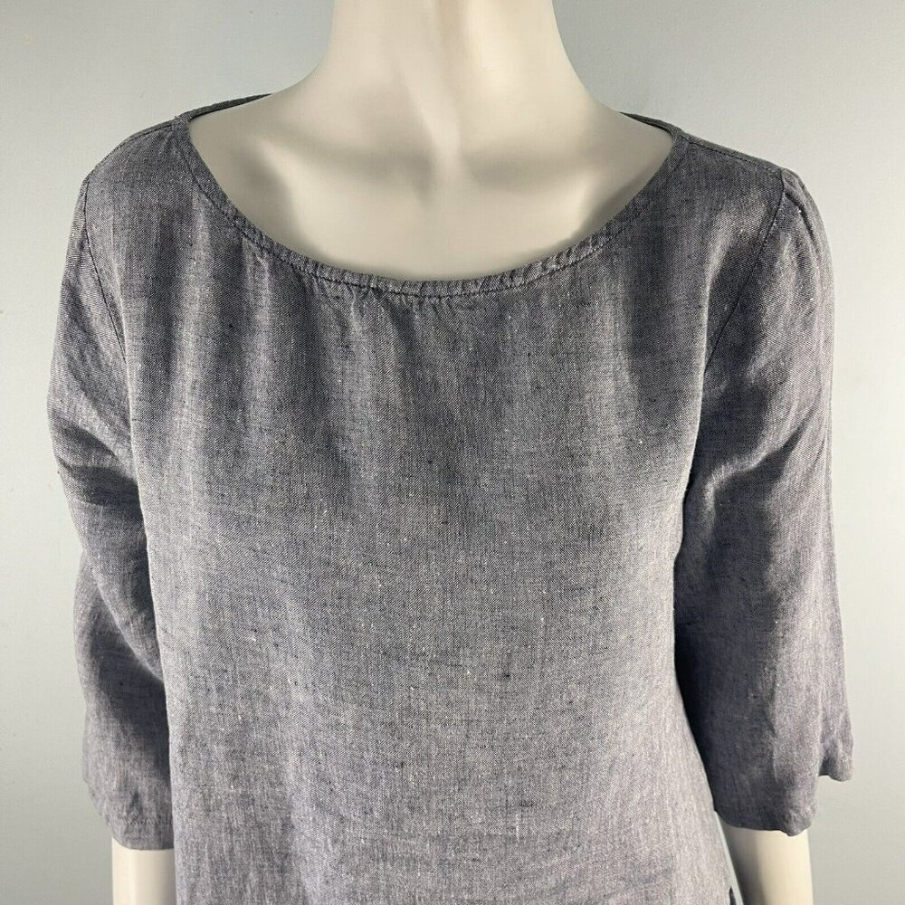 Nuthatch Linen Tunic 3/4 Sleeves Popover Shirt Top Lagenlook Size Small - Picture 2 of 12
